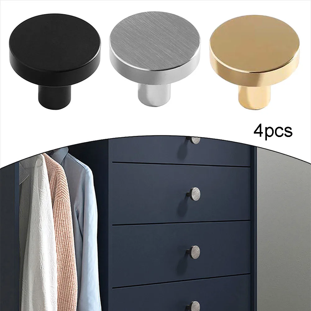 4pcs Modern Round Single Hole Handle Bathroom Cabinet Drawer Space Aluminum Handle Home Hardware Supplies