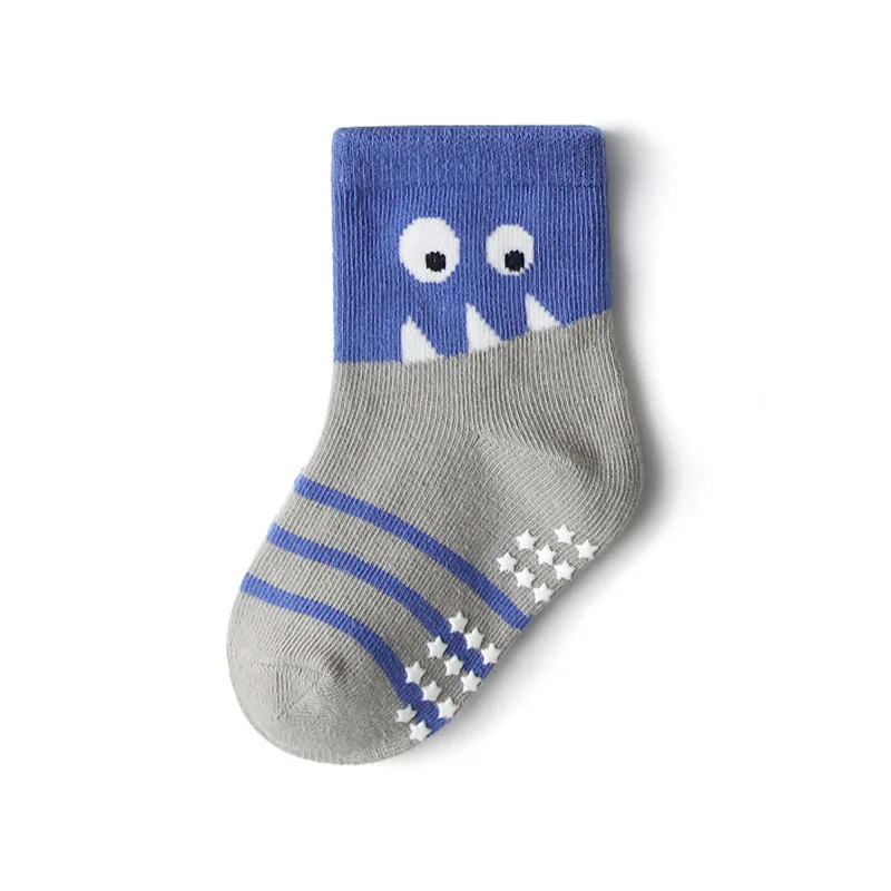 6 Pairs Kids Non-Slip Socks Cute Cartoon Dinosaur Pattern Boys Floor Socks Comfortable Breathable for Toddler Learning to Walk 5