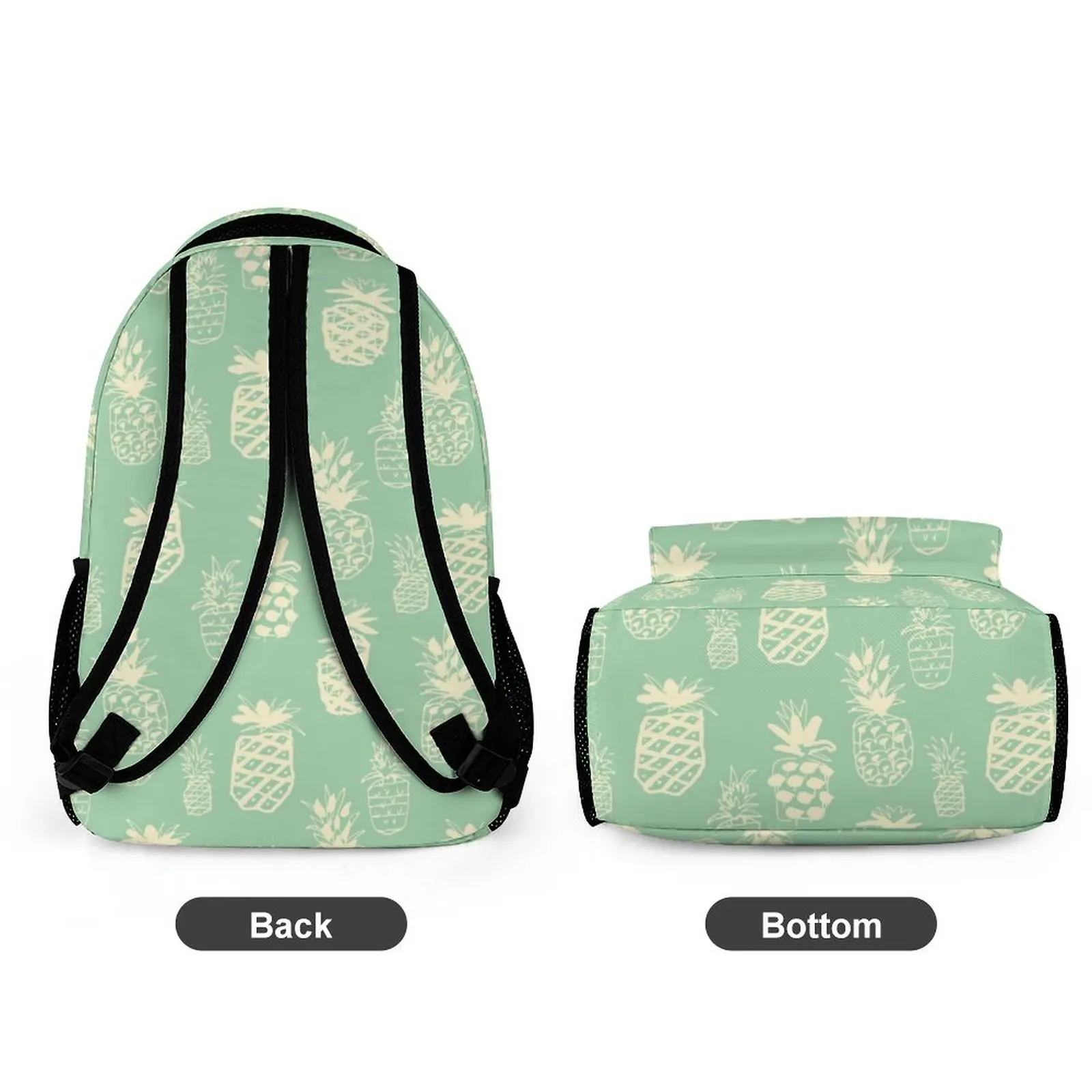 Green Pineapple Print Schoolbag Backpack for Girls School Bag for Child Travel Backpack Multipurpose Shoulders Bag