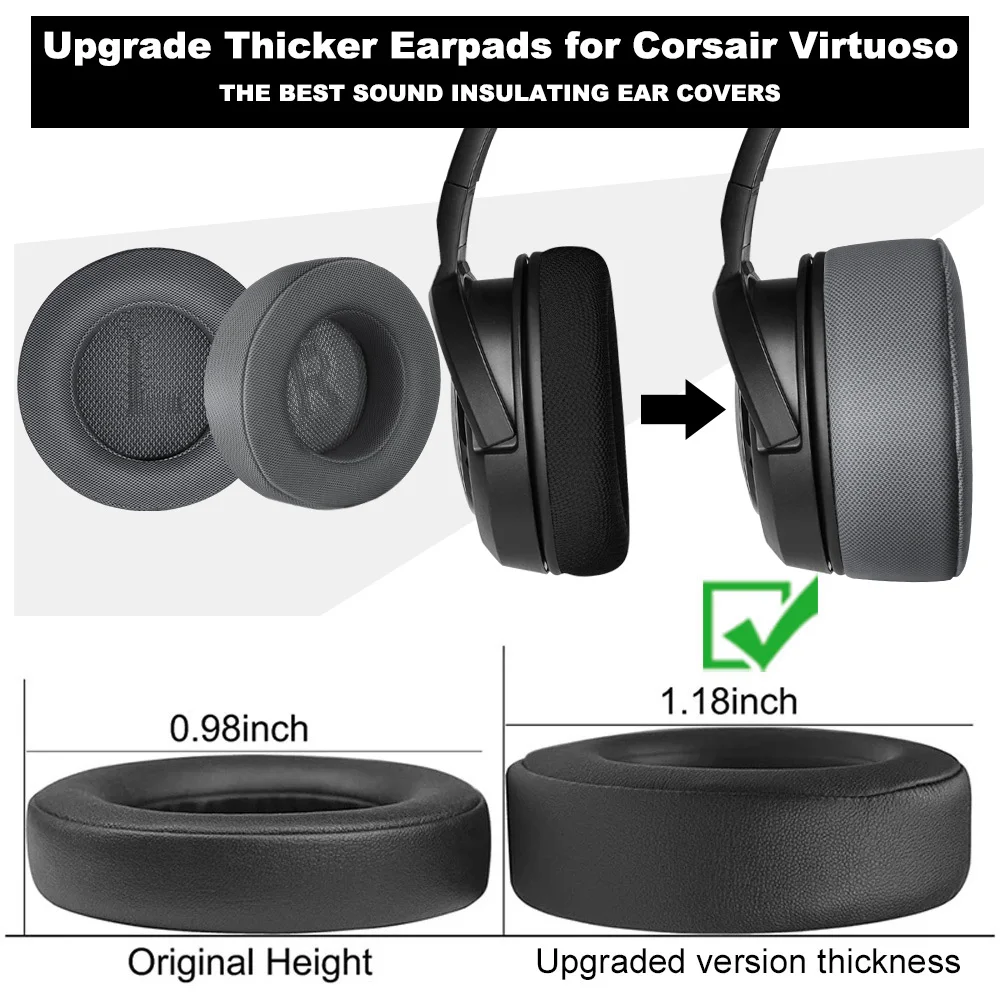 Replacement Foam Ear Pads for VIRTUOSO RGB SE/XT Headphones memory foam Earpads Protein Leather