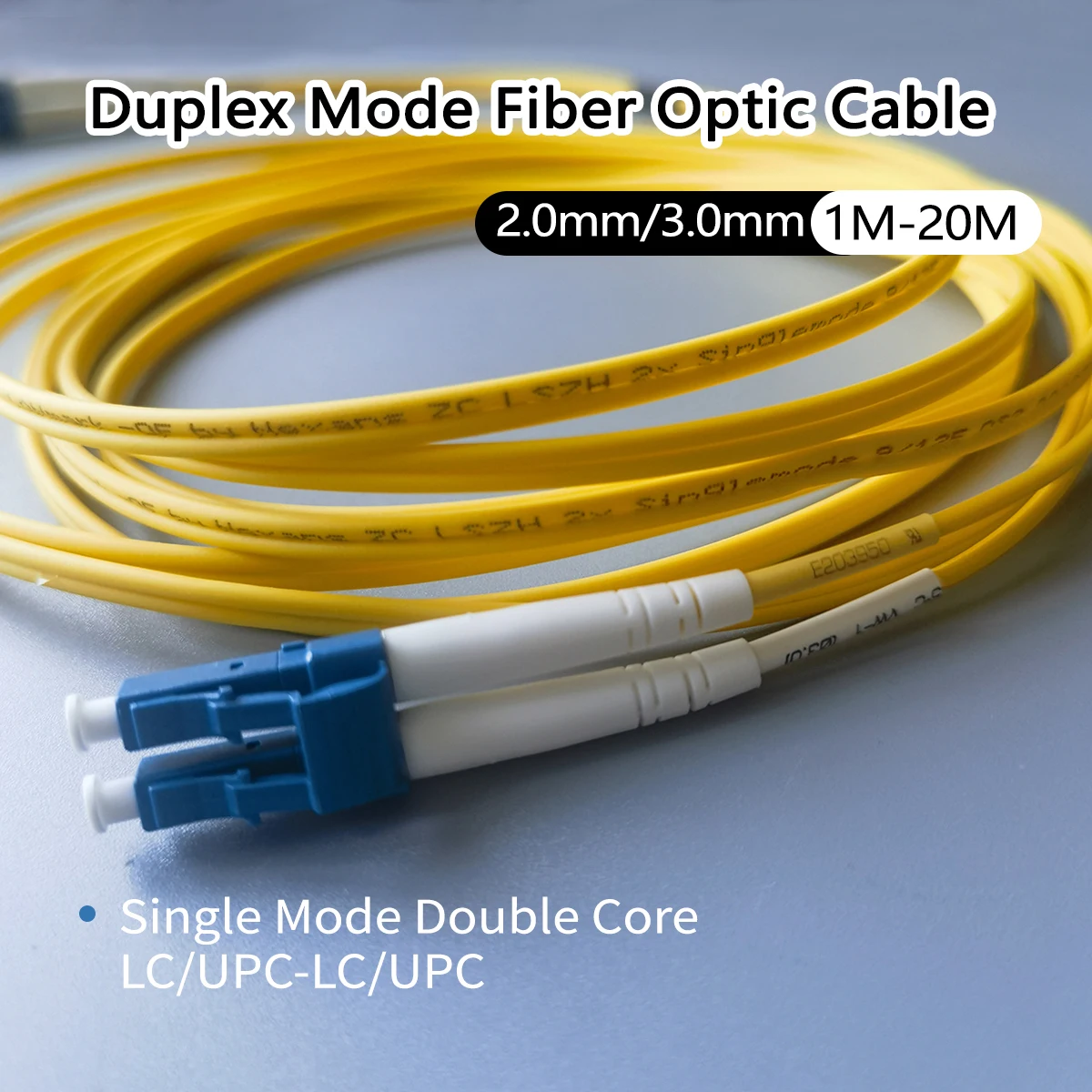 High-Performance Single Mode Fiber Optic Internet Cable - Double Core 9/125 LSZH - Various Lengths & Thicknesses Available