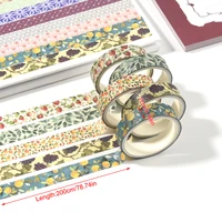 10 Rolls Flower Washi tapes set School supplies Cute stickers Masking tape Aesthetic stationery Scrapbooking journal decoration 6