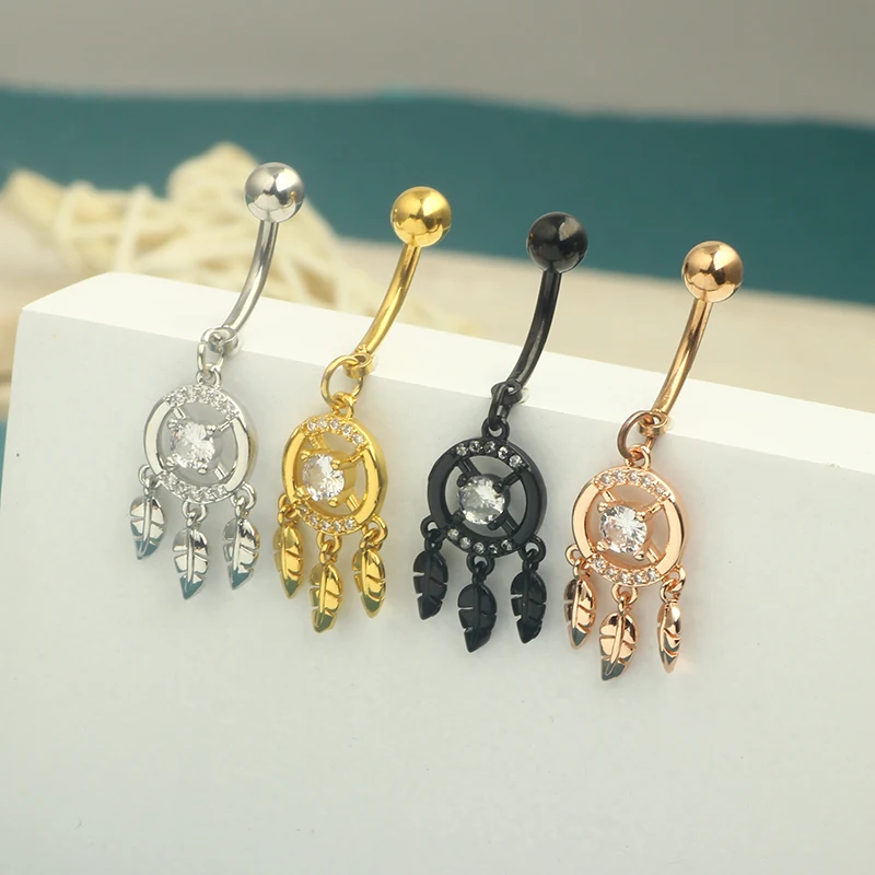 Stainless Steel Women Belly Button Ring Stud Leaf Navel Piercing Sexy Bunny Belly Dangle Piercing Ombligo Body Jewelry dangle pi