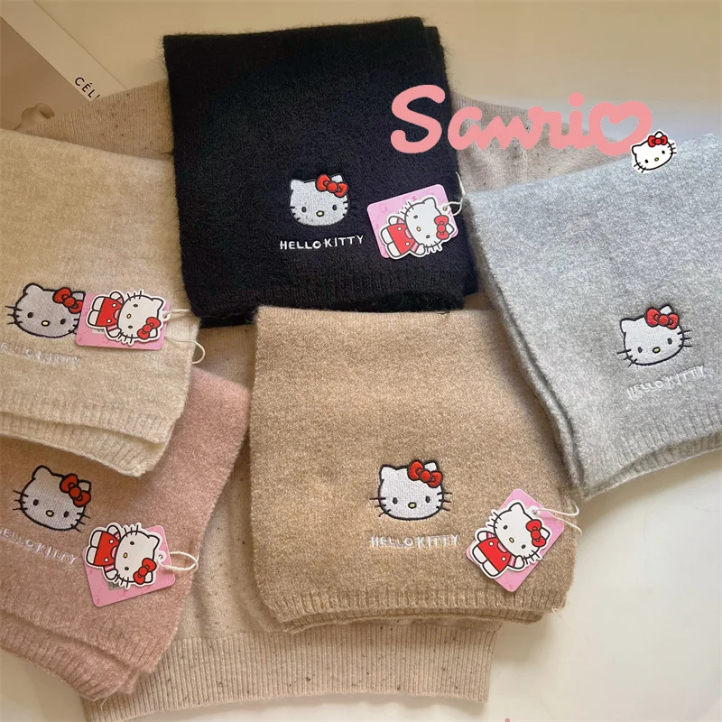 

Sanrio Anime Knitted Embroidered Scarf Pochacco Hellokitty Cinnamoroll Fashion Winter Windproof Thickening Warm Scarf Girl Gifts