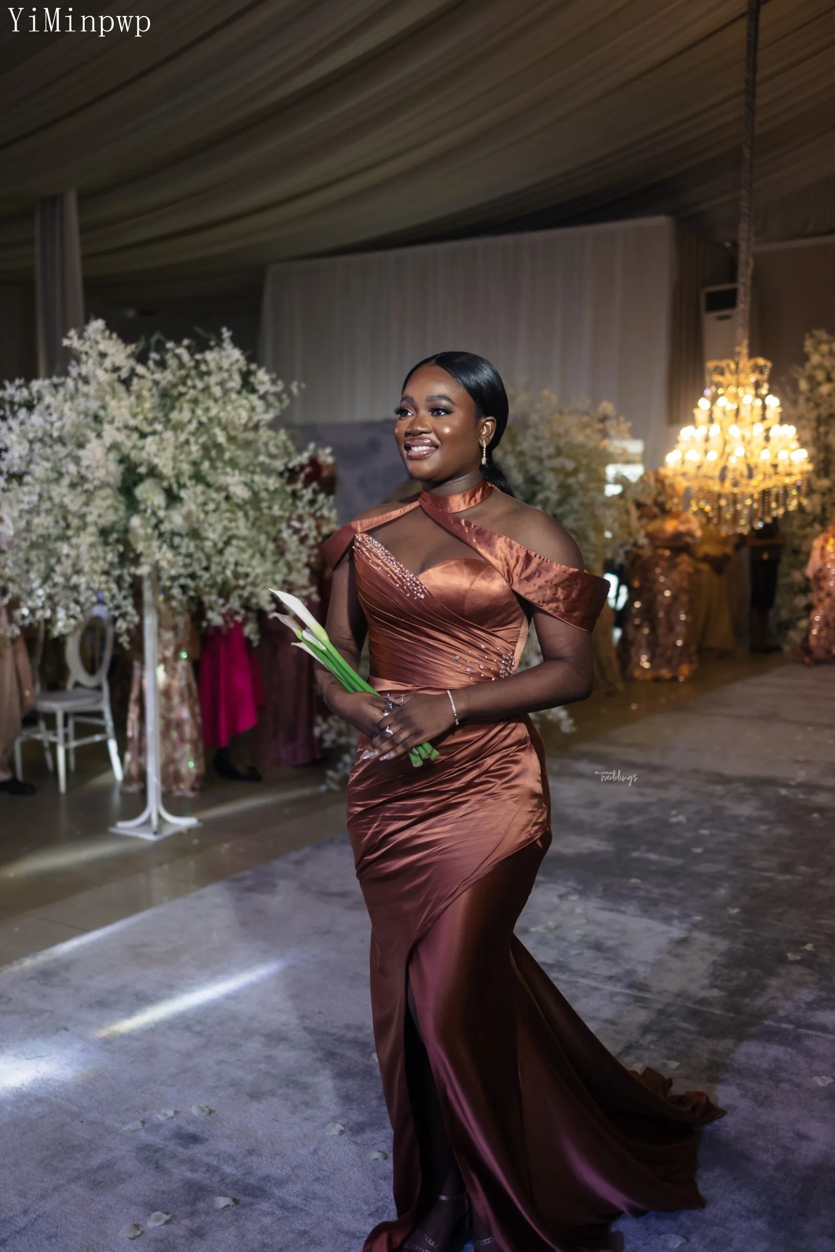 African Brown Mermaid Bridesmaid Dresses 2023 Wedding Guest Party Gowns  Pleats Beaded Lace up Back Side Split Women Formal Dress| | - AliExpress