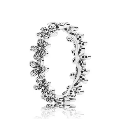 

925 Sterling Silver pan Ring Dazzling Daisy Chain With Crystal Ring For Women Party Wedding Engagement Fashion Jewelry