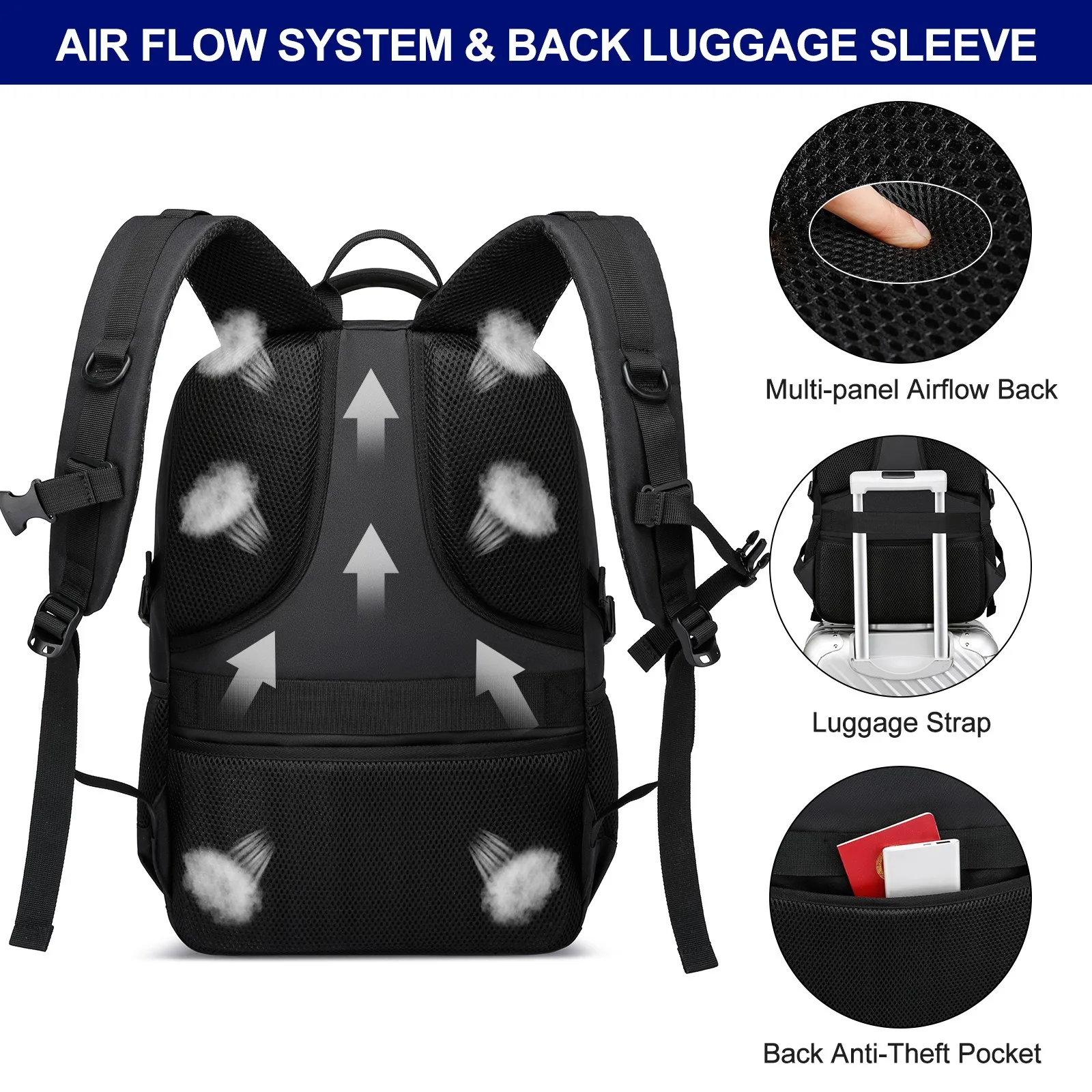 Men's 16-inch Laptop Bag Casual Travel Backpack Ultra-Light Waterproof Luminous Logo Multifunctional Student School Bag 3