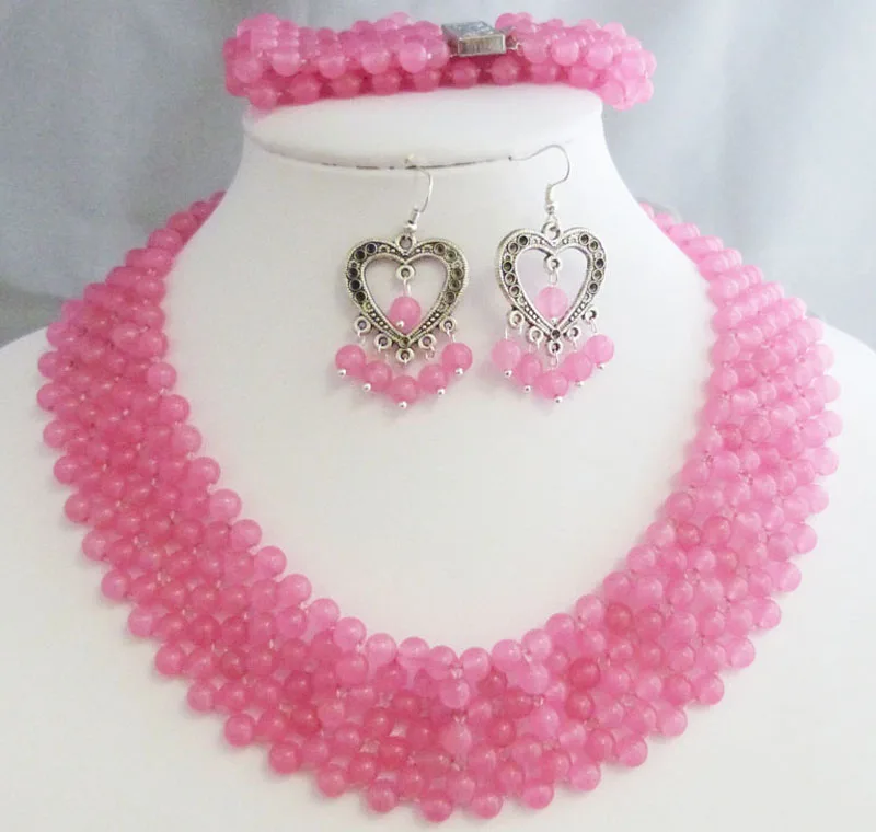 

Exquisite Natural semi-precious stones pink Xinjiang Gobi Desert colorful stone necklace 18”
