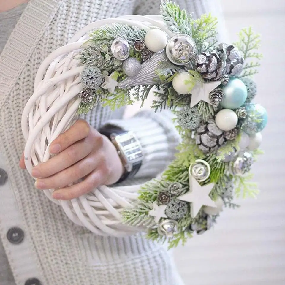 2 Ghirlande Naturali In Vite Di Rattan, 30 Cm Di Diametro, Base Per Decorazioni Fai Da Te, Natale E Halloween - 3