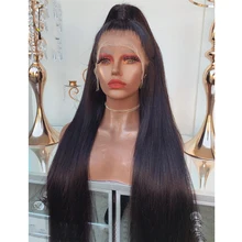 

26Inch 180%Density Long Silky Straight Synthetic Lace Front Wig For Women With Baby Hair Heat Resistant Fiber Hair Daily Wig