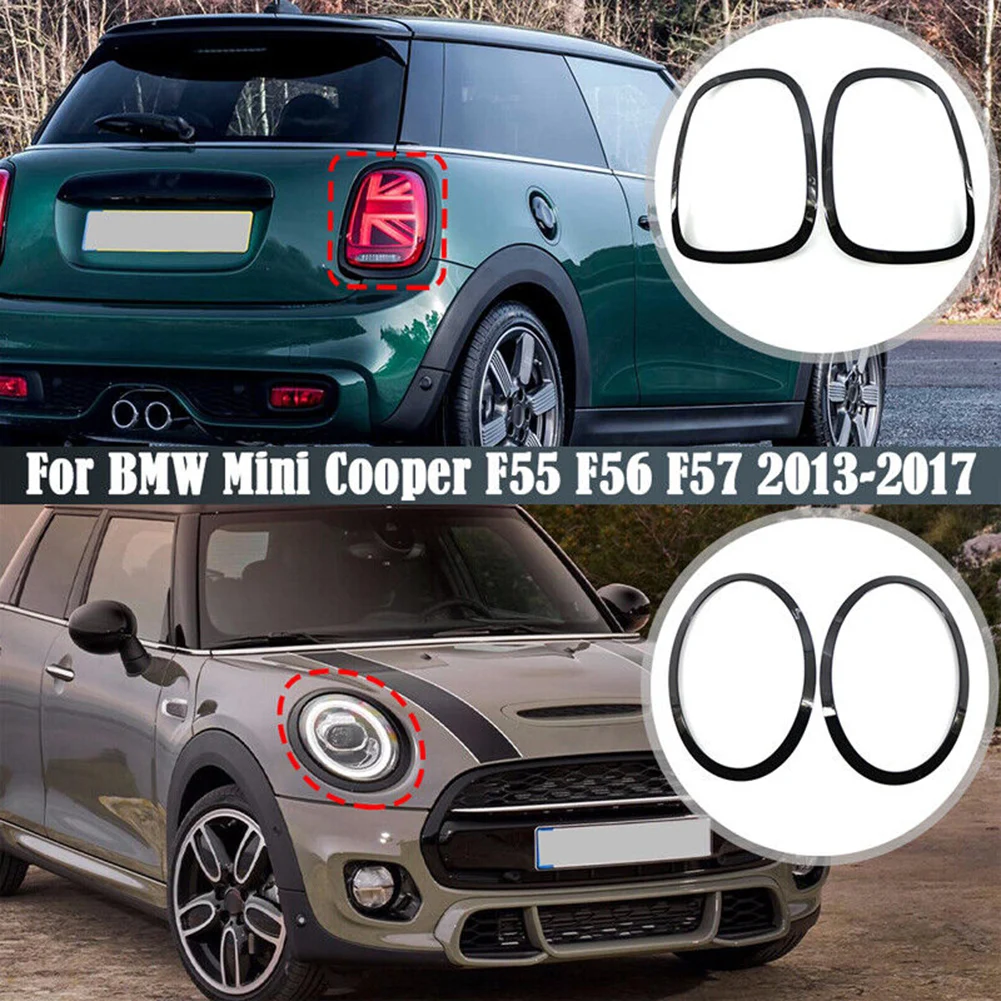 

FOR MINI COOPER F55/F56/F57 14-21 GLOSS BLACK HEADLIGHT+ TAILLIGHT RINGS TRIM Auto Light Decoration Parts