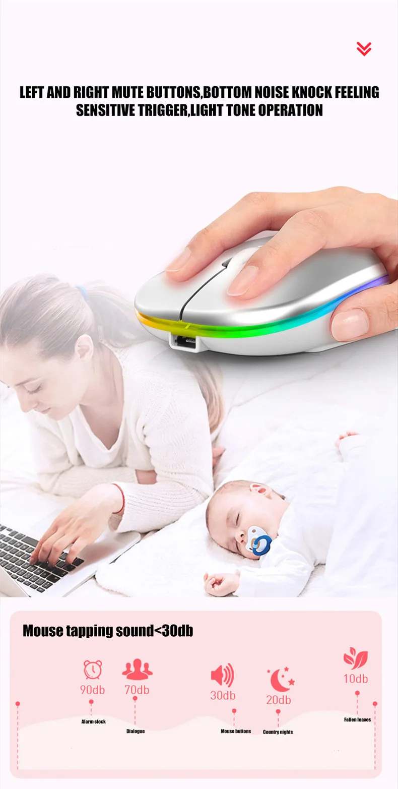 ماوس ألعاب لاسلكي مريح RGB قابل لإعادة الشحن 2.4G - صورة المنتج 7