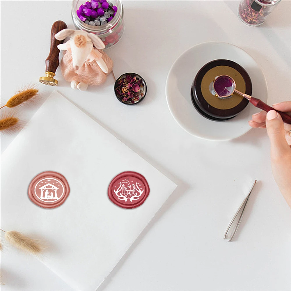 Description Picture 6 of itemChristmas Tree Laurel Halloween Skull Spidernet Wax Seal Stamp Head for DIY Holiday Invitation Envelope Paper Card Crafting 2024