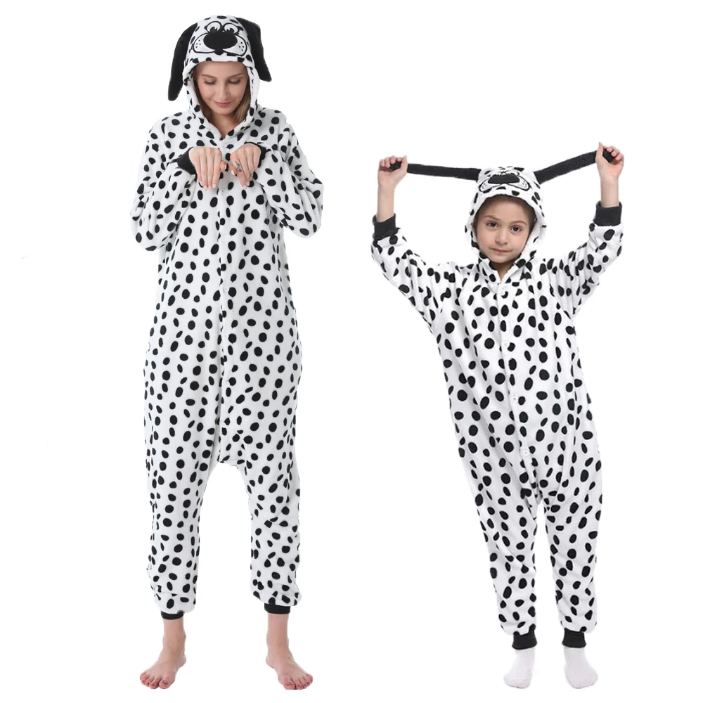 Adult Animal Kigurumi Cat Unicorn Sleepwear Winter Boys Girls Women Flannel Pajamas Sets Children's Onesies Mother Kids Jumpsuit
