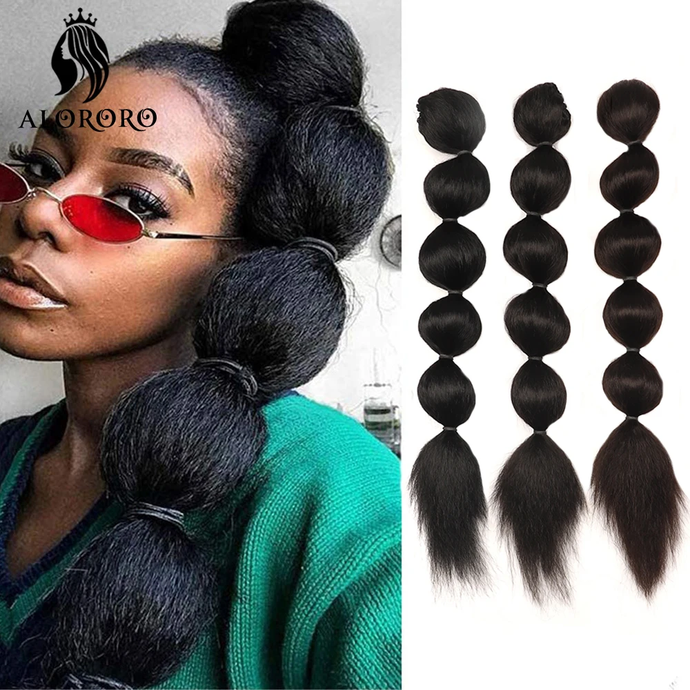 

Alororo Synthetic Ponytail Clip in Hair Extensions Long Straight Bubble Lantern Ponytail Natural Fake Hair Tails Afro Women