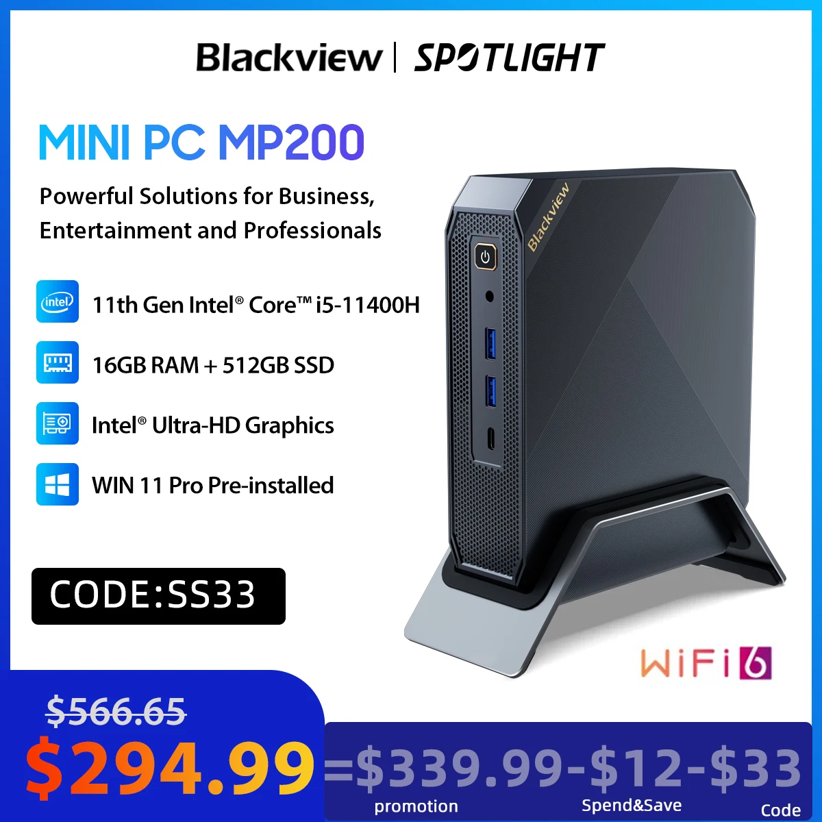 Blackview Mini Pc Mp200 Intel 11th Gen I5 11400H Desktop Computer Tot 4 ...