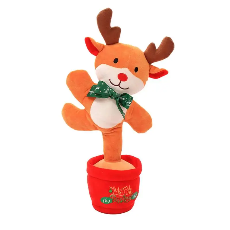 Christmas Dancing Plush Toys Light Up Electric Music Doll Funny Interactive Stuffed Toy Decor Christmas Tree Elk Gingerbread Man