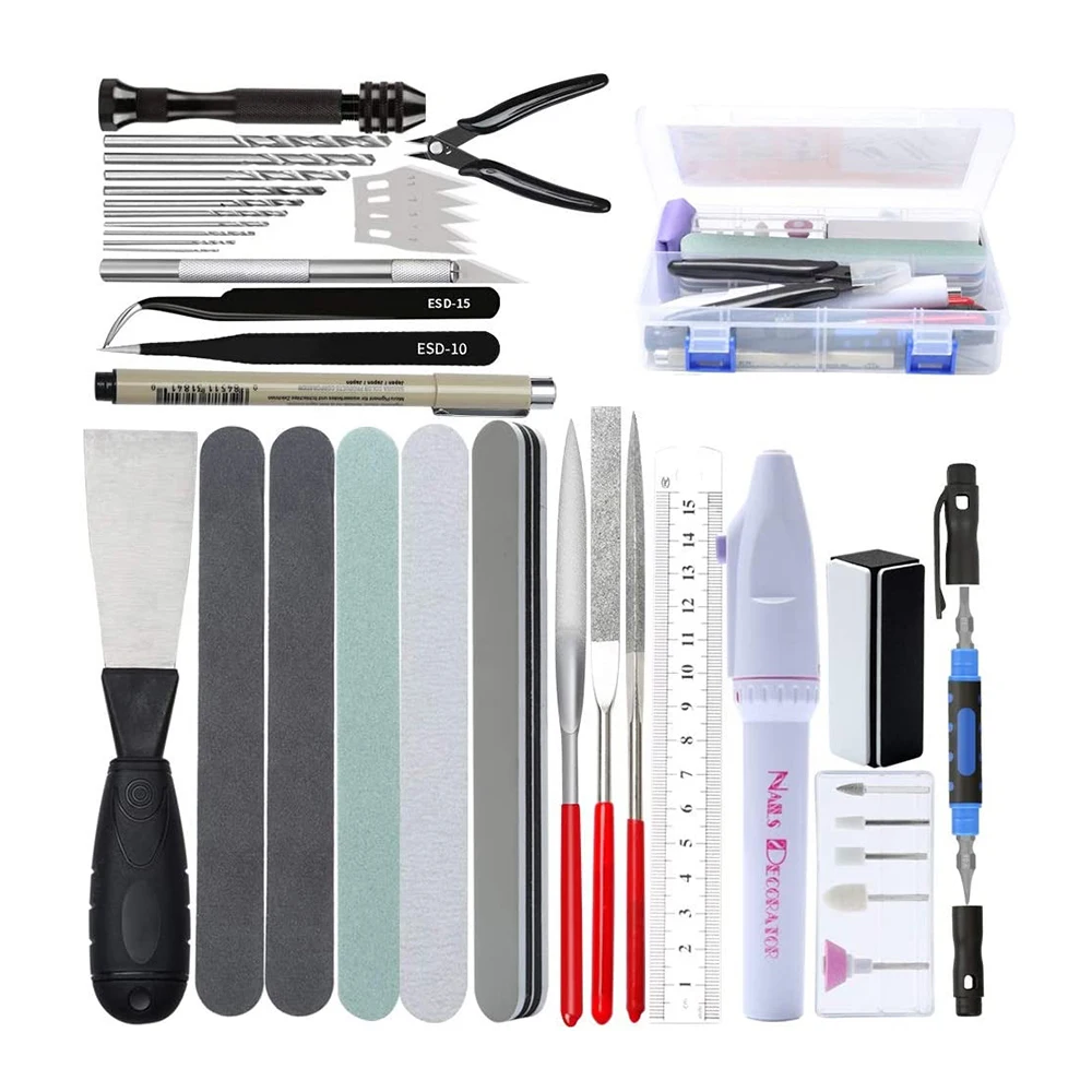 42 in 1 Model Building Tool Set Combo Accessories Kit Cut Tweezers Plier for Gundam Military Hobby DIY Grinding Polishing Drill hobby mio metal model tool paint shaker cientific movement model paint tools paint mixer for gundam kits hobby diy