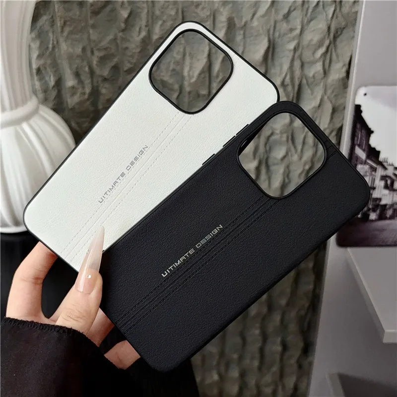 Simple Style High-Quality PU Leather Shockproof Back Phone Case
