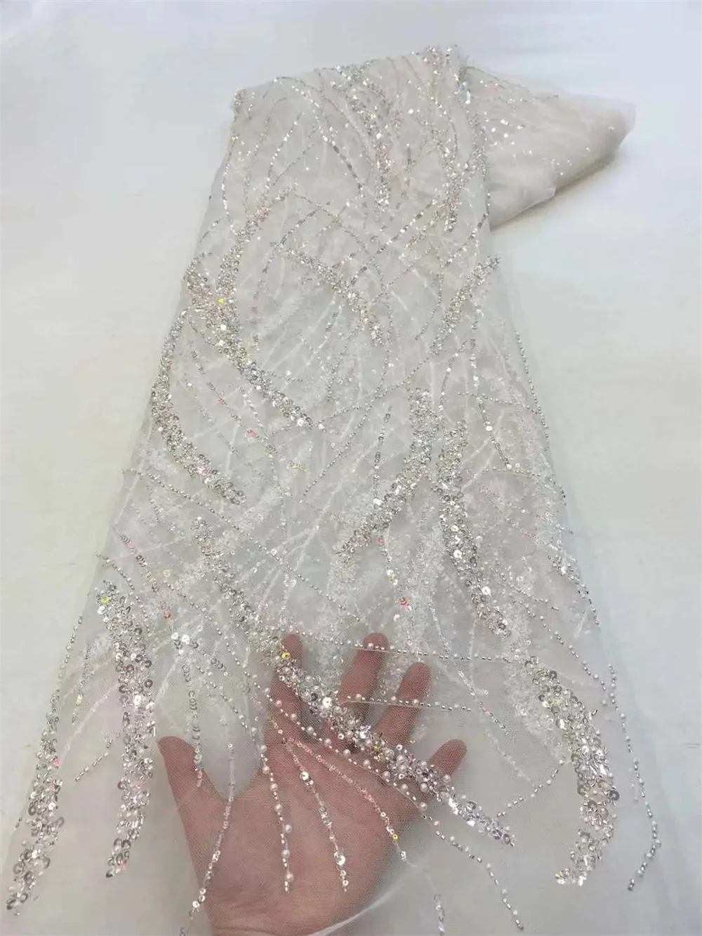 2025 African Sequins Lace Fabric 5 Yards High Quality French Nigerian Groom Lace Fabric For Sewing Dress Wedding Party