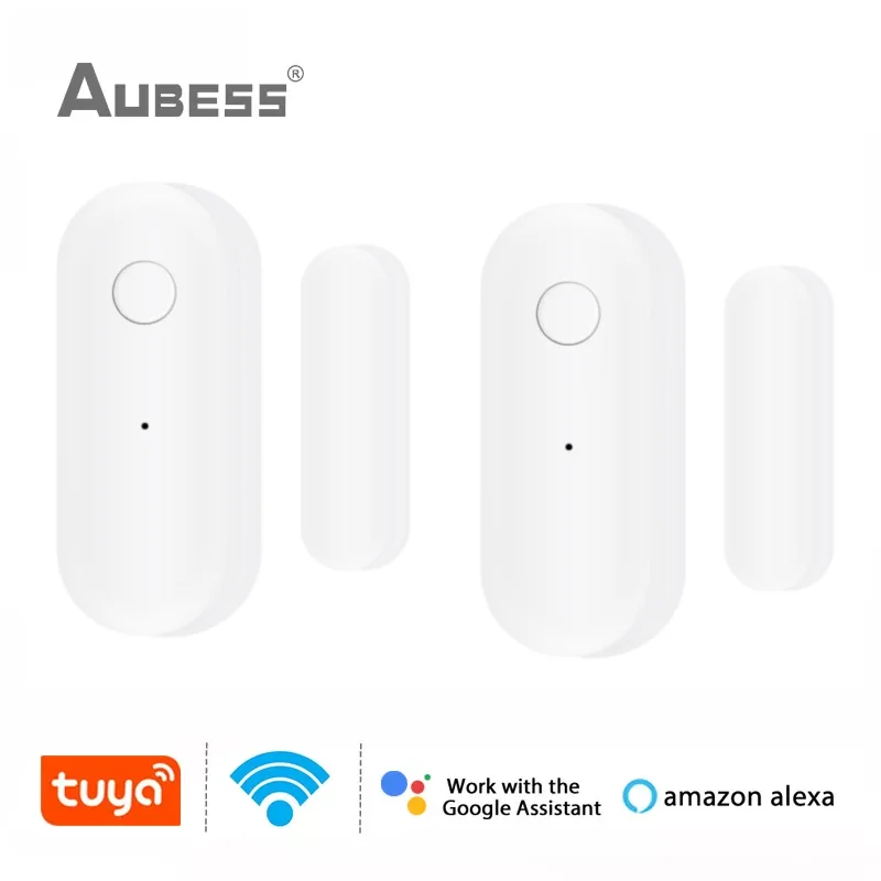 1/4Pcs Tuya Smart Magnetic WiFi Door Sensor Security Protection Module Alarm Window Detector Work With Alexa Google Home ring alarm wall mount