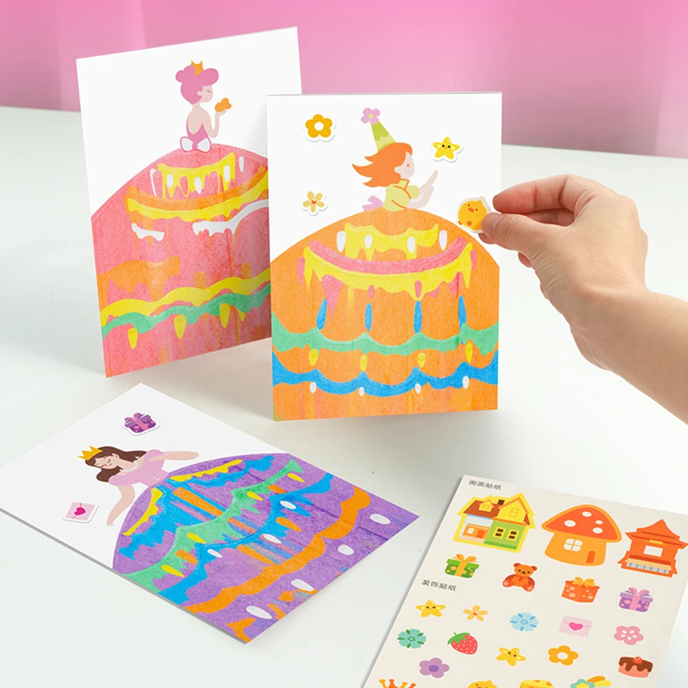 Squeegee Art Kids Paint Kit Childrens Painting Crafts Creativity Set Drawing Papers for Kids Boys Girls Birthday Christmas Gifts 3