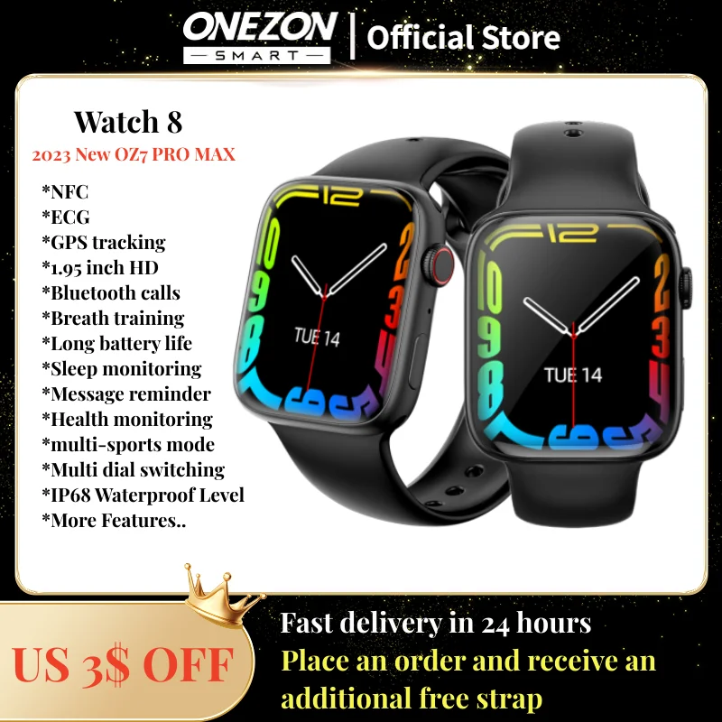 ONEZON reloj inteligente Z7 PRO MAX Ultra Series 8 para hombre y mujer, Smartwatch deportivo con