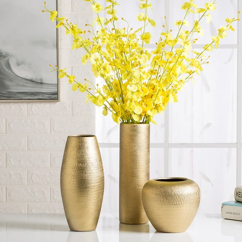 

Living Pot Art Gifts Interior Room Home Electroplated Decoration Vase Flower Modern for Ceramic Ball Gold Office Vases