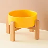 Multi-sized Big Dogs Bowl Ceramic Elevated Pet Food Water Feeders Small Medium Large Dog Feeding Supplies with Wooden Stand