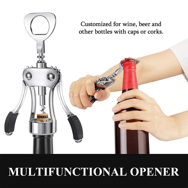 Deluxe Heavy-Duty Zinc Alloy Wing Wine & Beer Bottle Opener
