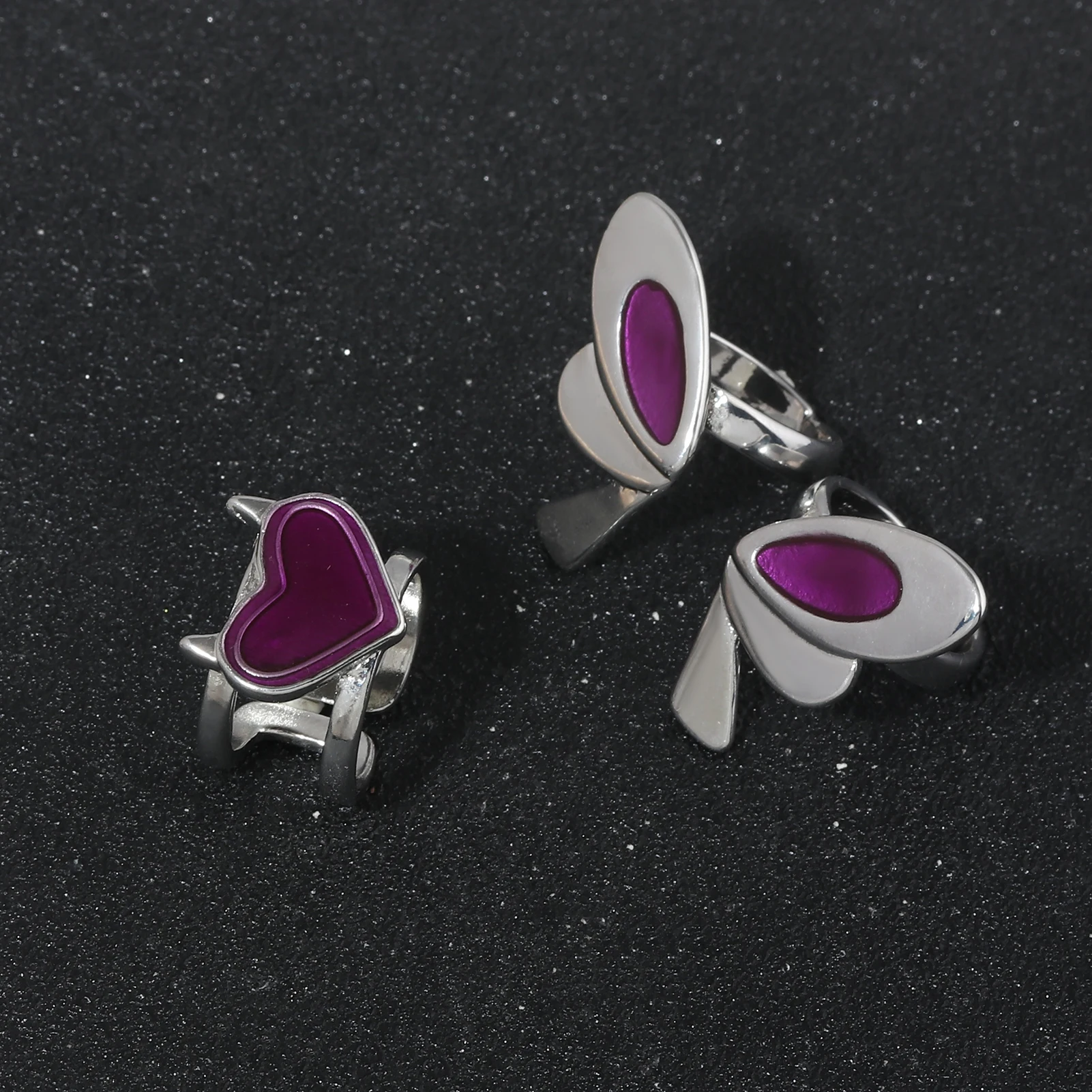 Butterfly Heart Adjustable Rings Jewelry Set