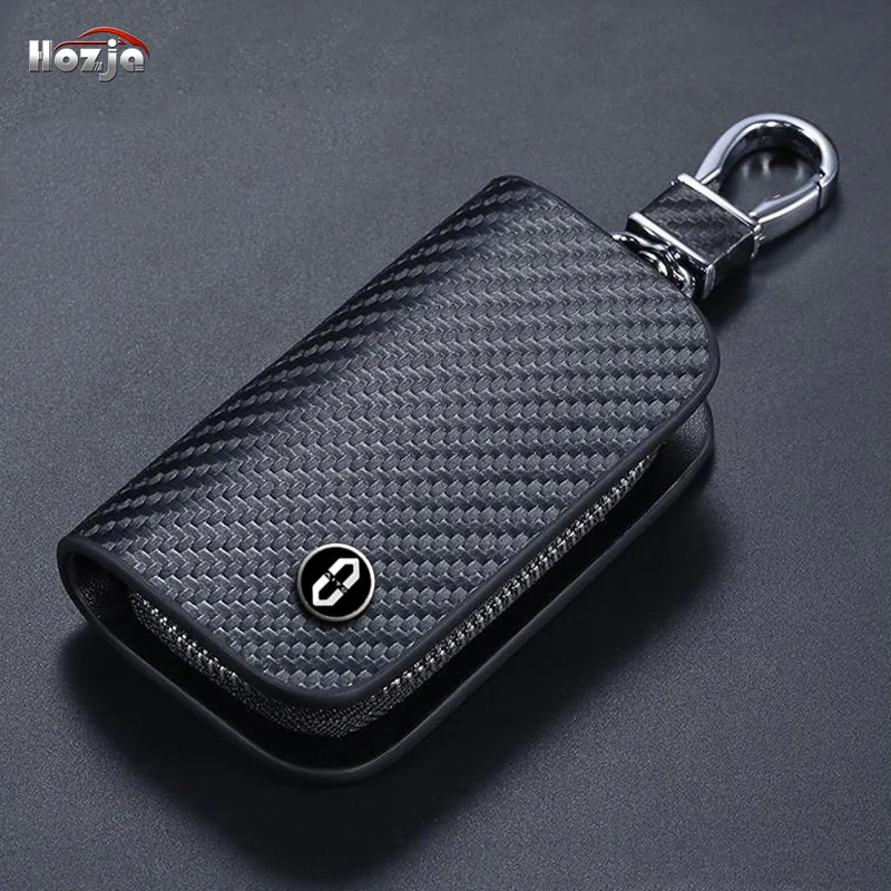 

Carbon Fiber Pattern Leather Car Key Case Zipper Key Cover for AITO M5 M7 M9 With AITO Logo Accessories 2024