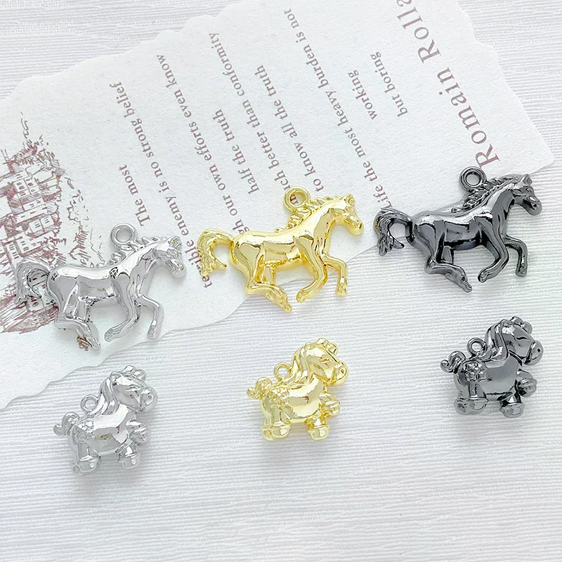 2Pcs/lot Cute Zinc Alloy Double-sided Running Horse Pendant Charms For DIY Handmade Necklace Bracelet Earrings Accessories
