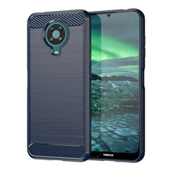 Shockproof Silicone Carbon Fiber Back Cover - Soft Matte Phone Case for Nokia G400 (Black)