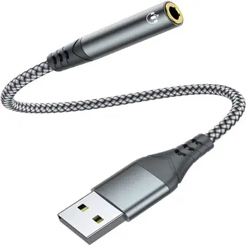 Внешняя звуковая карта USB 2 в 1 с разъемом USB 3,5 мм, звуковая карта со штекером для наушников, микрофона, стерео аудио адаптер для ПК, ноутбука, ...