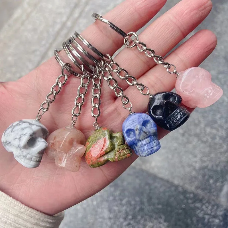 

10 Pcs Many Kinds Small Size Natural Crystal Skulls For Keychain