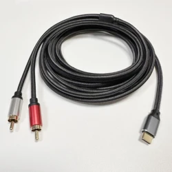 Universal USB - C to Dual 6.35mm TS Audio Cable - Gold Plated Mono Aux Adapter - 3m (C to Dual Rca)