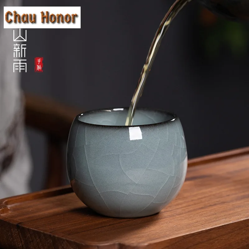 Longquan Celadon Master Cup Personal Single Ice Crack Kung Fu Tea Ceramic Household Brewing Bowl