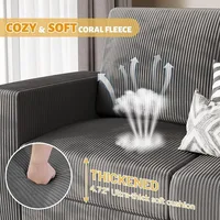 Sectional Sofa Couch, 3 seat L-Shaped Small Sofa with Movable Ottoman Couch for Apartments,(Corduroy, Grey) Children's Sofas 1