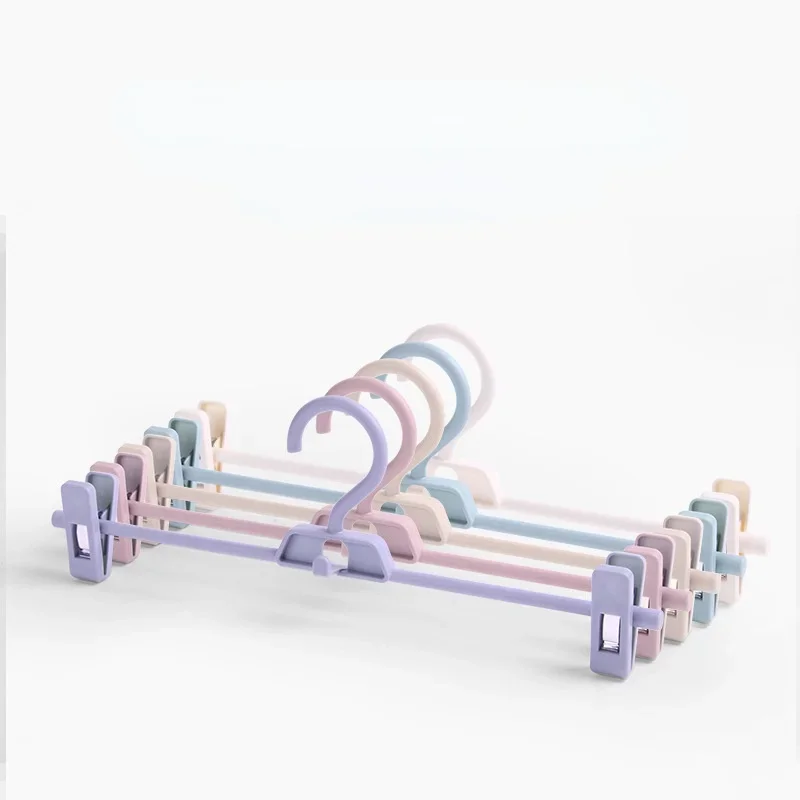 

5pcs Non-mark Household Trousers Hanger Trousers Clip Hanger Retractable Multifunctional Storage Rack Hangers