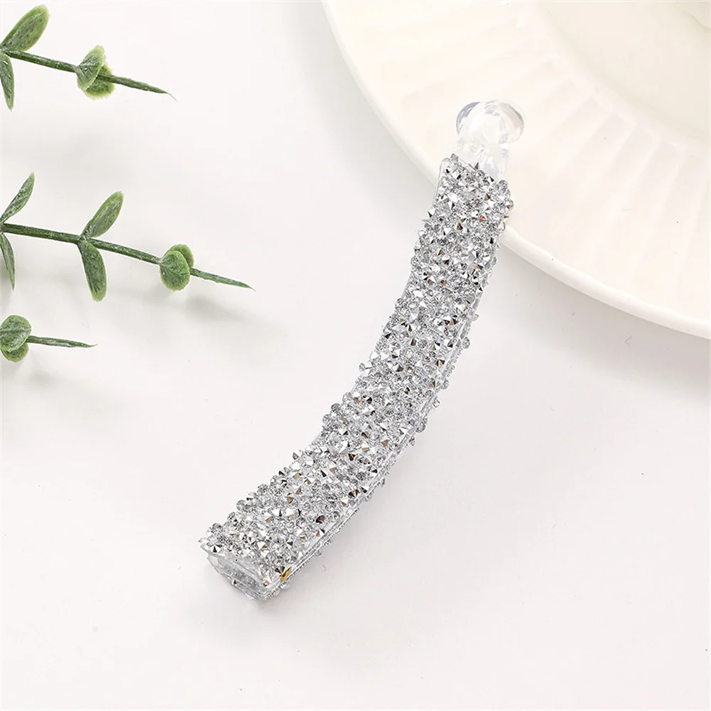 Glitzernde, mit Kristallen besetzte Bananen-Haarspange für Frauen, rutschfeste Haarnadel, Pferdeschwanz-Halter, Griffe, Klemme, Haar-Accessoires – Detail 8