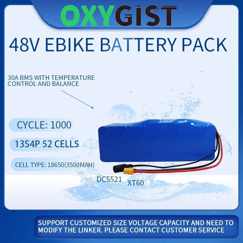 48V 13S4P 14Ah Battery Pack High Power 18650 li-ion Battery for Electric Ebike Bicycle Scooter Motor With 25A BMS