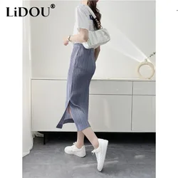 Female Skirt Spring Summer Casual Fashion Loose Solid Color Popularity Elegance Office Lady Korean Style Mid-calf Pleated Wild