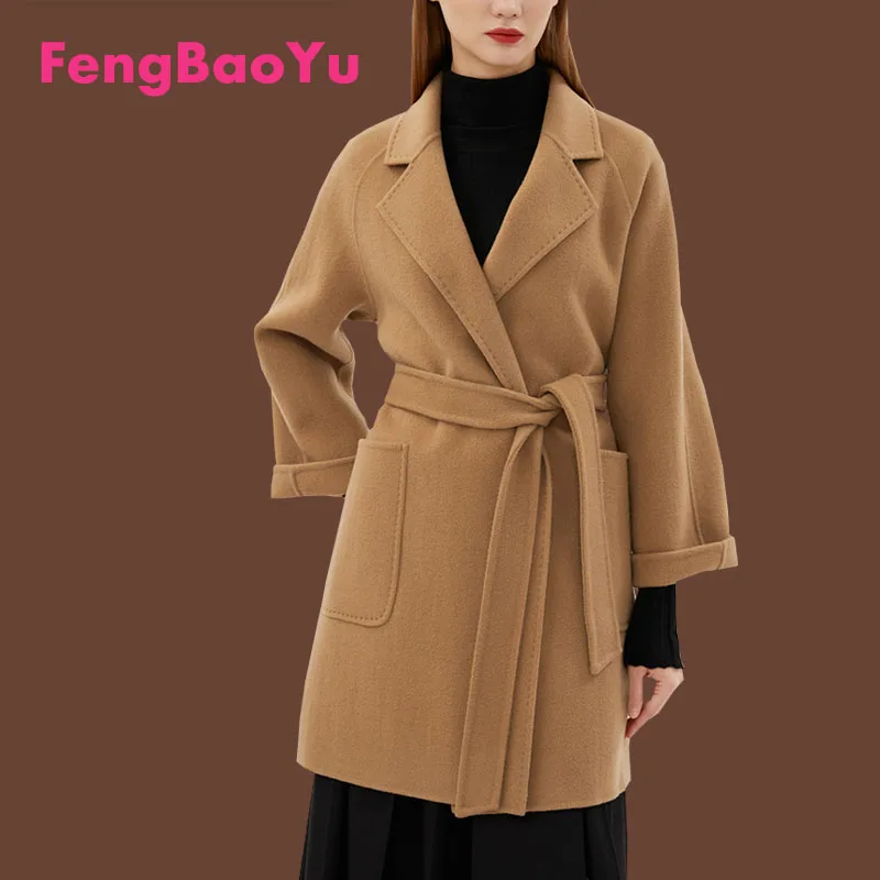 

Fengbaoyu Autumn and Winter Double-sided Cashmere ladies Coat Wool Coat Temperament Elegant Warm Comfortable Women's Clothes