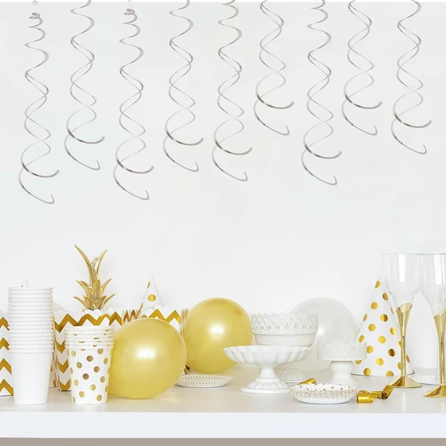 5 Set of Set 27.5inch Gold Aluminium Foil Ceiling Decorations Hanging  Swirls For Birthday Party