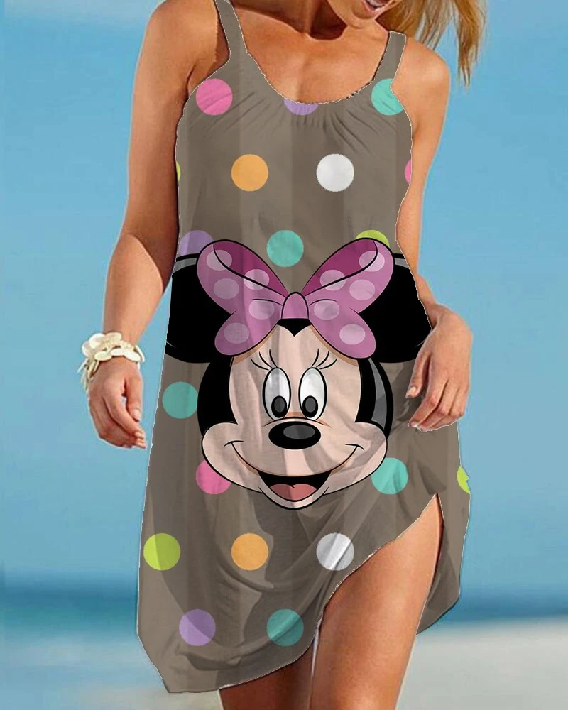 

Top Cartoon Loose Y2k Boho Beach Dress Elegant Dresses for Women 2022 Sleeveless Chic and Elegant Evening Dress Minnie Mouse New