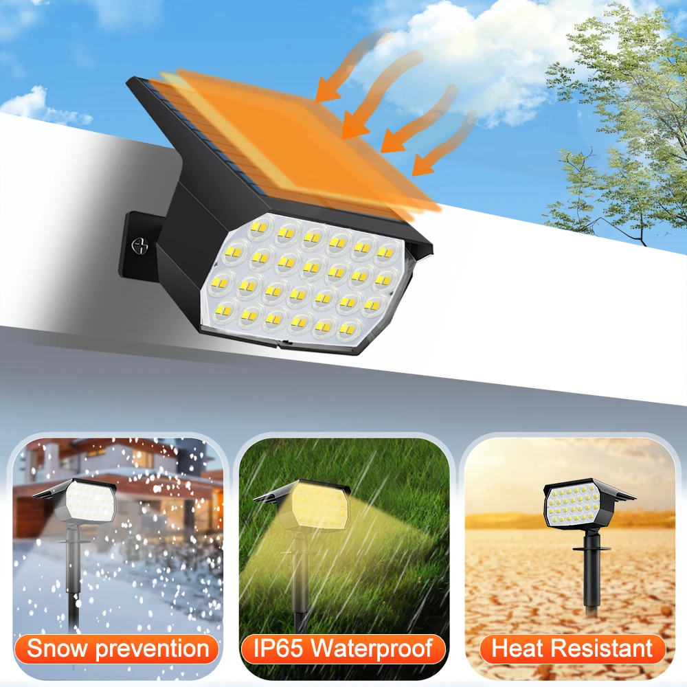 Luz de paisaje Solar para exteriores, foco impermeable IP65, 52 LED, 3 modos de Color, para jardín, patio, césped, Walkwa