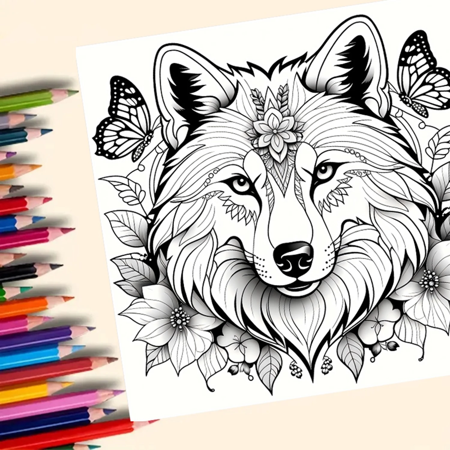 Wolf Pack Colouring Book for Adults - 20 Pages of Detailed Prairie Wolves, Therapeutic Art Therapy Coloring Book 3