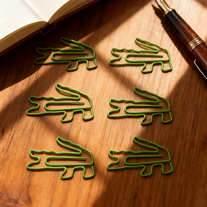 10/20개 녹색 악어 디자인 종이 클립, 점보 종이 클립, 작은 바인더 클립 및 책 클립, 재미있는 사무용품 포함