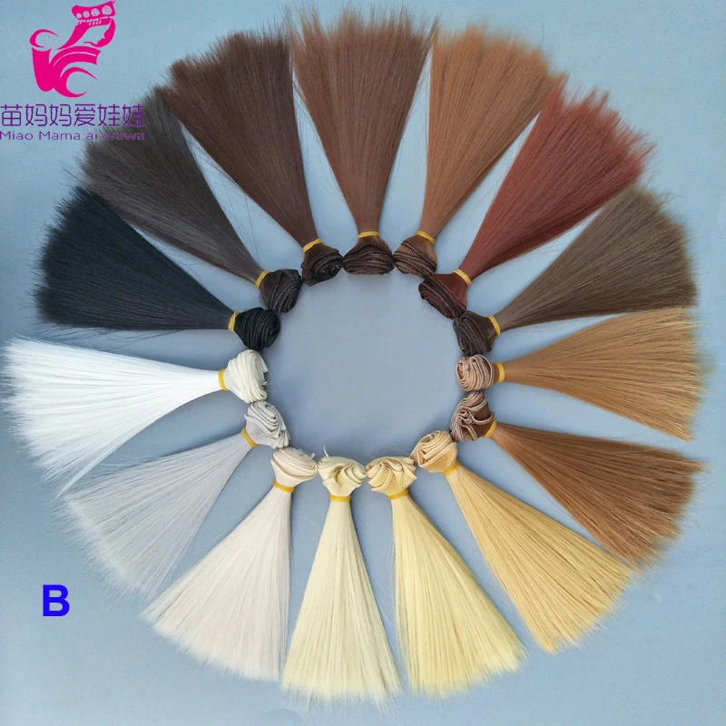 Doll Wigs 15cm 25cm Straight Natural Color Handmade DIY Heat Resistant Doll Accessories